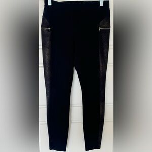 Splendid Moto Legging Zipper Pockets Faux Leather Side Panels Anthropologie Sz S